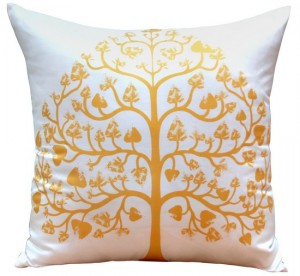 Lamoon Golden Haze Tree of Life Pillow