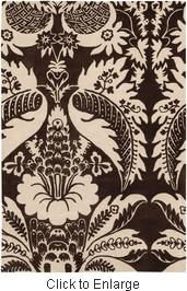 Damask Rug in Brown and Cream