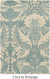Damask Rug in Powder and Cream