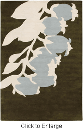 Buds Rug in Green and Dove