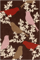 Golfinch Rug in Chocolate, Taupe and Persimmon - Click to enlarge