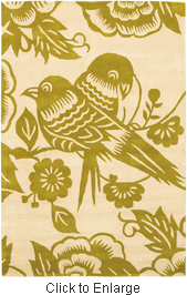 Love Birds Rug in Corn and Cream