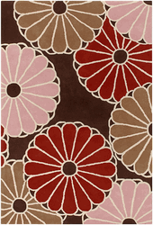 Parasols Rug in Chocolate Taupe and Persimmon - Click to enlarge